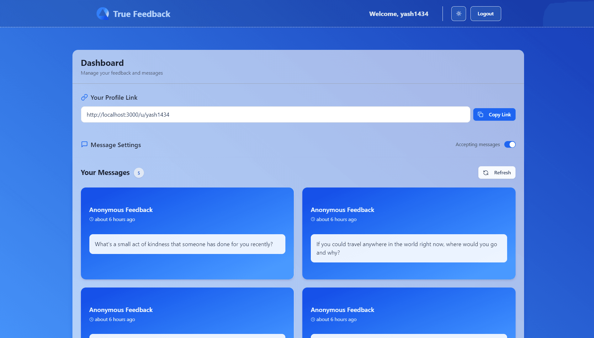 True Feedback hero section