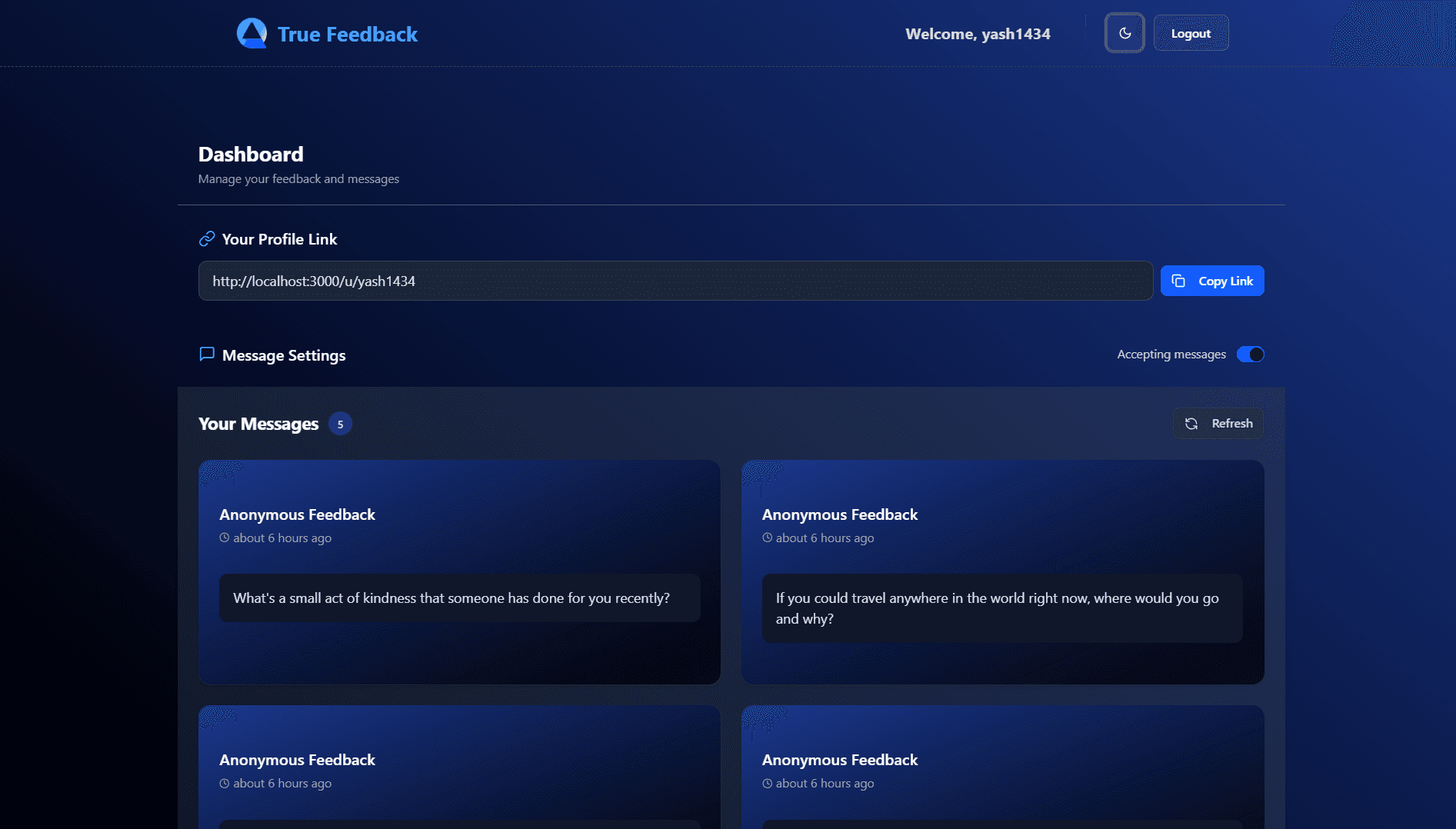True Feedback hero section